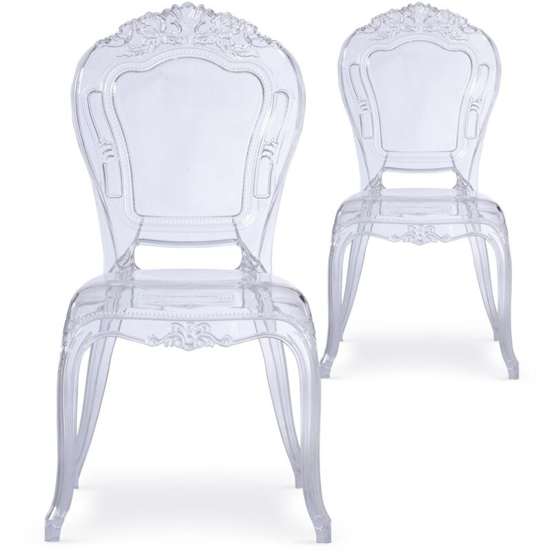 Cotecosy - Lot de 2 chaises royales Crown Transparent