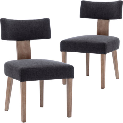 Lot de 2 Chaises Salle à Manger Chaise Cuisine en Lin Chaise Salon avec Pieds en Bois Massif Chaise Bois pour Cuisine, Gris