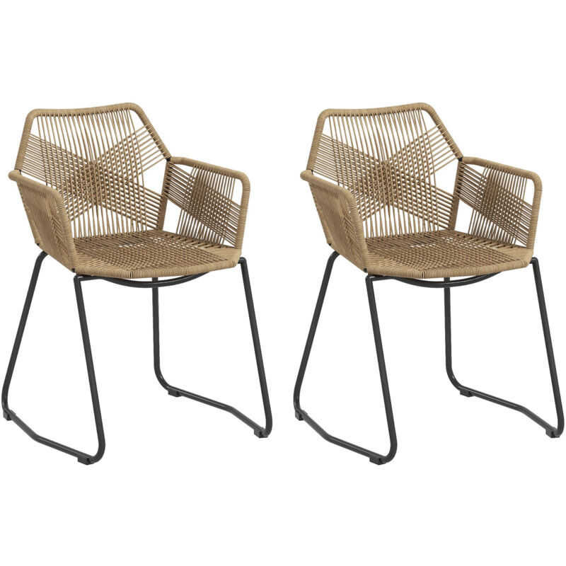 Homcom - Lot de 2 chaises salle à manger design piètement acier noir résine filaire aspect rotin