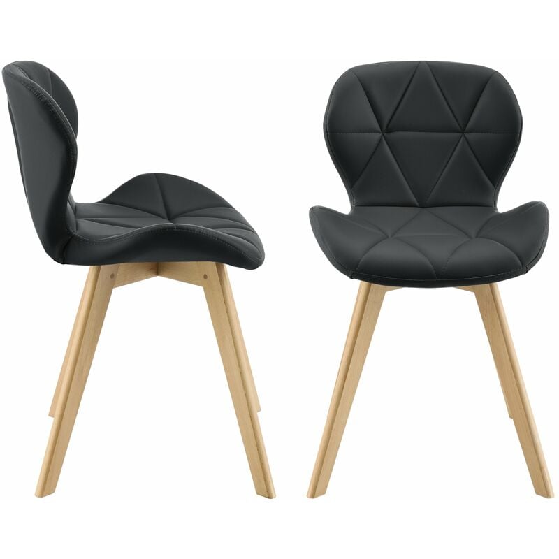 Helloshop26 - Lot de 2 chaises salle à manger similicuir 81 x 57 x 49 cm noir