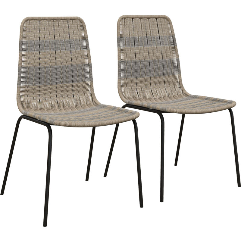 Homcom - Lot de 2 chaises salle à manger style cosy piètement acier noir résine tressée aspect rotin