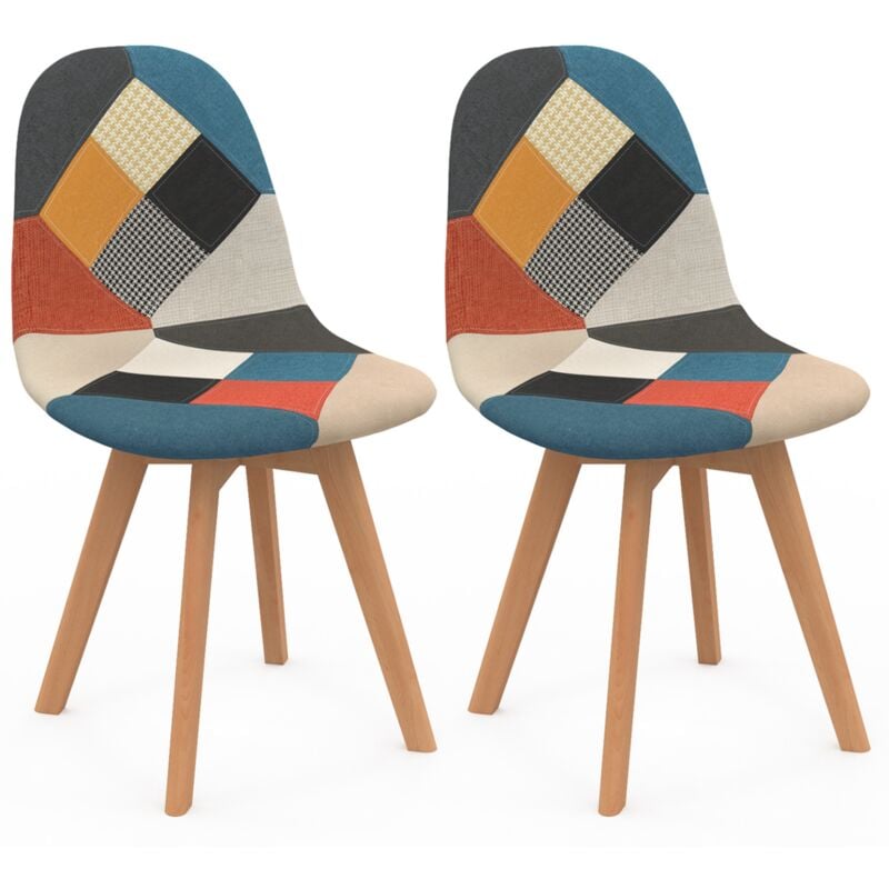 Idmarket - Lot de 2 chaises scandinaves sara motifs patchworks multi-couleurs