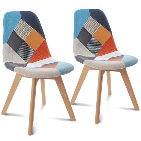 Lot de 2 chaises SARA motifs patchworks multi-couleurs - Multicolore