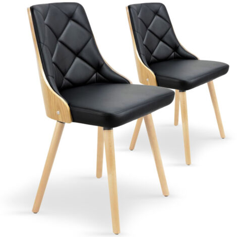 Lot de 2 Chaises Scandinave "Cargo" 79cm Chêne & Noir