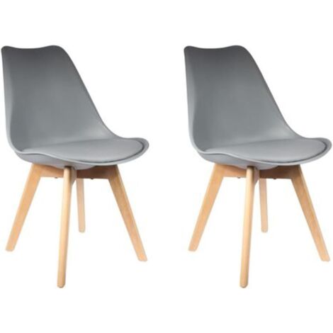 Lot de 2 Chaises Scandinave Coque PP avec Coussin