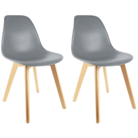Lot de 2 Chaises Scandinave "Coquil" 84cm Gris