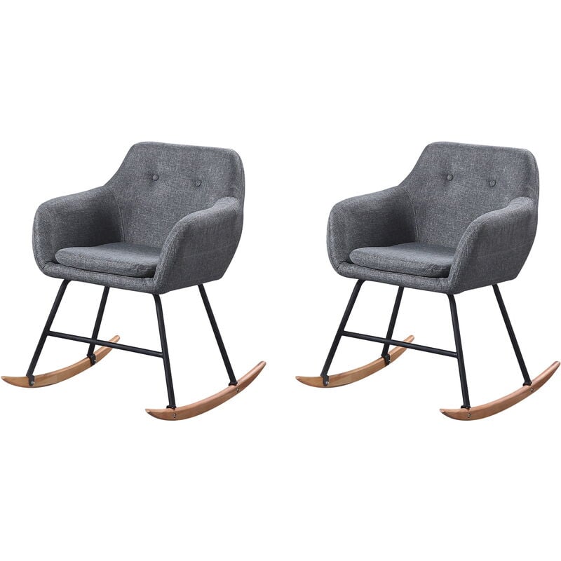 Hobag - lot de 2 chaises scandinaves - à bascules -pieds en bois massif design salle a manger salon - gris foncé