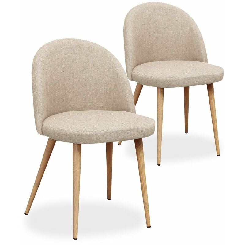 Lot de 2 chaises scandinaves Cecilia tissu Beige
