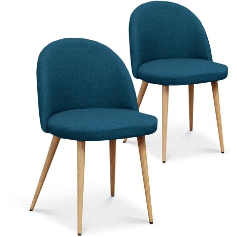 INTENSEDECO Lot de 2 chaises scandinaves Cecilia tissu bleu canard