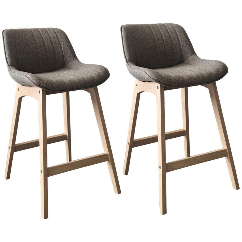 Lot de chaises MELLOW d'îlot et bar en chêne et assise tissu 65cm Lot de chaises MELLOW d'îlot et bar en chêne et assise tissu 65cm