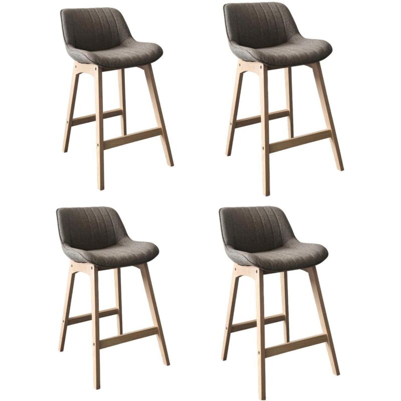 Lot de chaises MELLOW d'îlot et bar en chêne et assise tissu 65cm Lot de chaises MELLOW d'îlot et bar en chêne et assise tissu 65cm