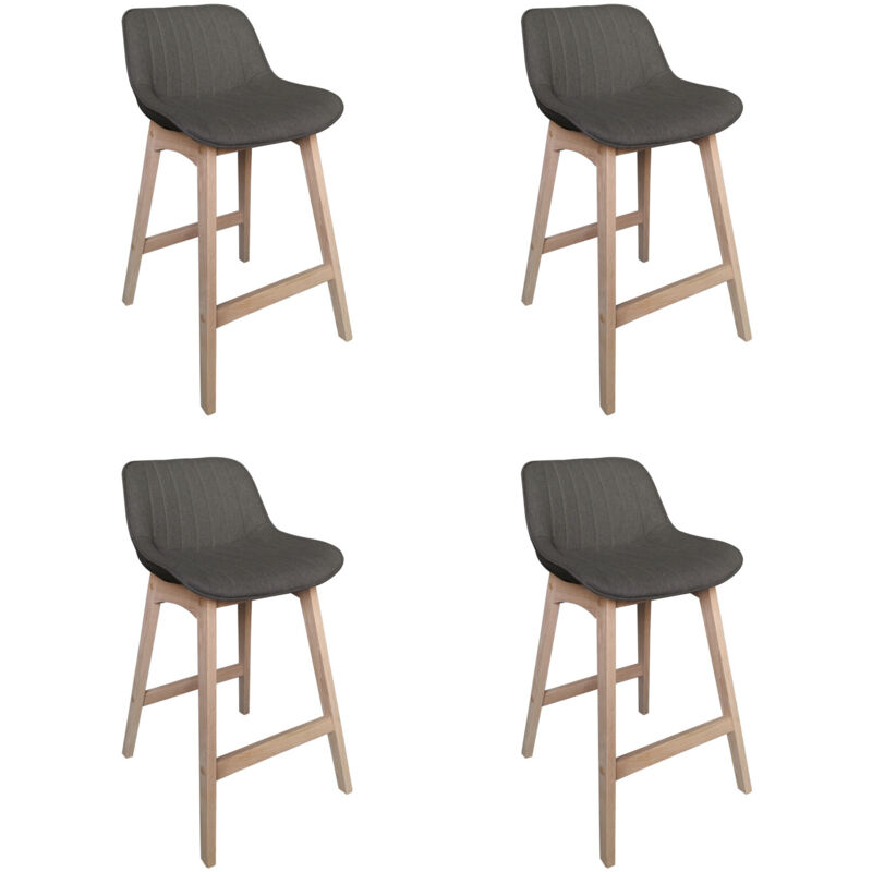 Mob-in - Lot de chaises d'ilot et bar en chêne et assise tissu gris 65cm Mob-in - Lot de chaises d'ilot et bar en chêne et assise tissu gris 65cm