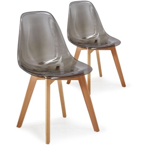 Lot de 2 chaises scandinaves Larry Plexi Fumé
