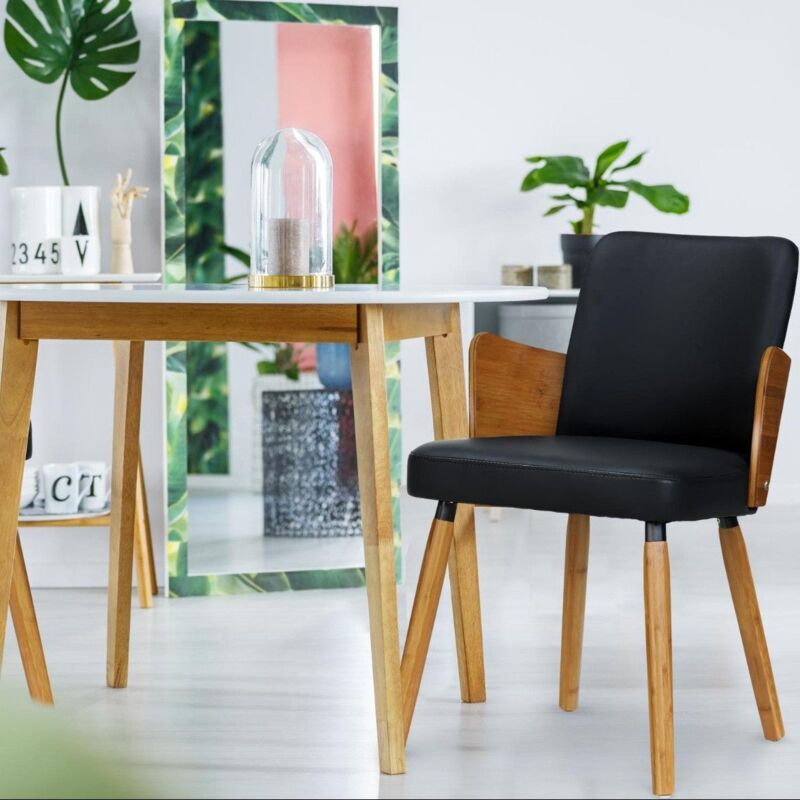 Cotecosy - Lot de 2 chaises scandinaves Phibie bois naturel et Noir