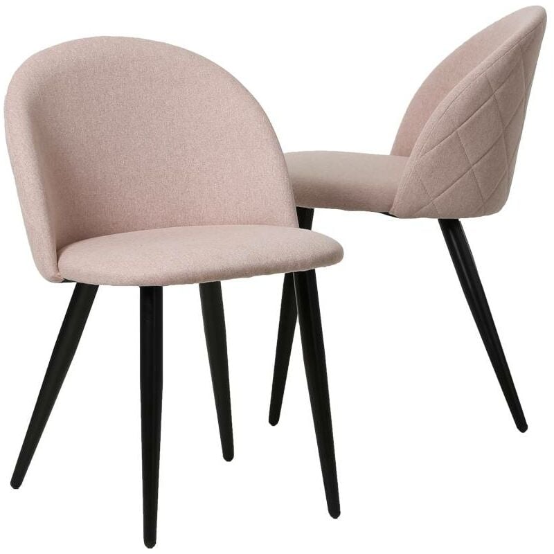 chaise en tissu rose pâle et métal jasmine (lot de 2) - rose