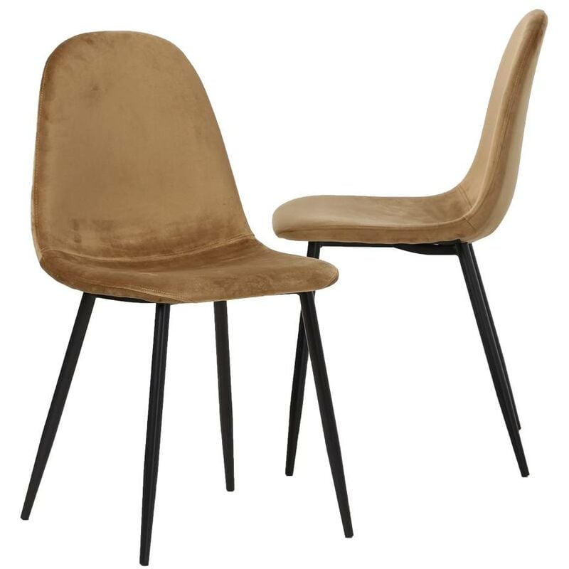 Made In Meubles - Chaise scandinave en velours marron café Copenhague (lot de 2)