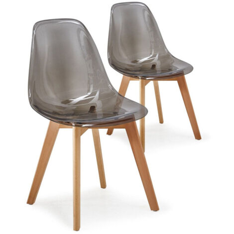 Lot de 2 Chaises Scandinaves "Vik" 80cm Transparent Fumé