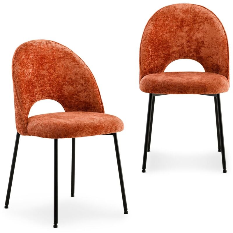 Idimex - Lot de 2 chaises serena en tissu orange