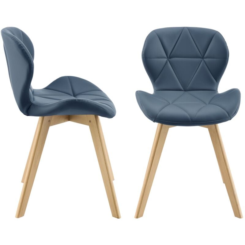Lot de 2 chaises similicuir 81 x 57 x 49 cm bleu