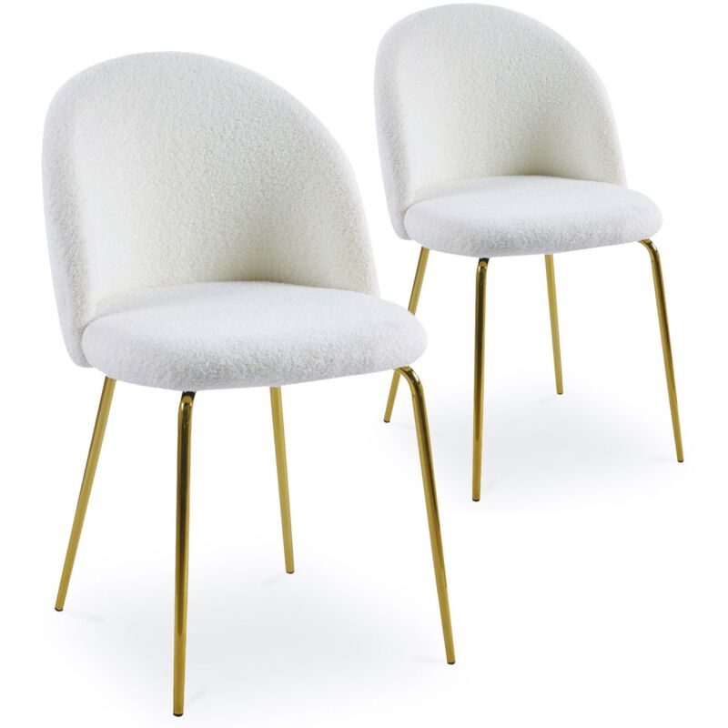 Cotecosy - Lot de 2 chaises Spectra Tissu bouclette Crème