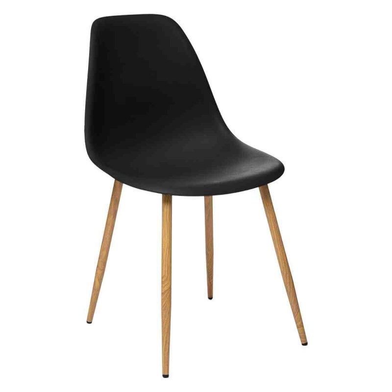 Lot de 2 chaises style scandinave 'Ava' pieds métal imitation chêne Atmosphera - Couleur: Noir