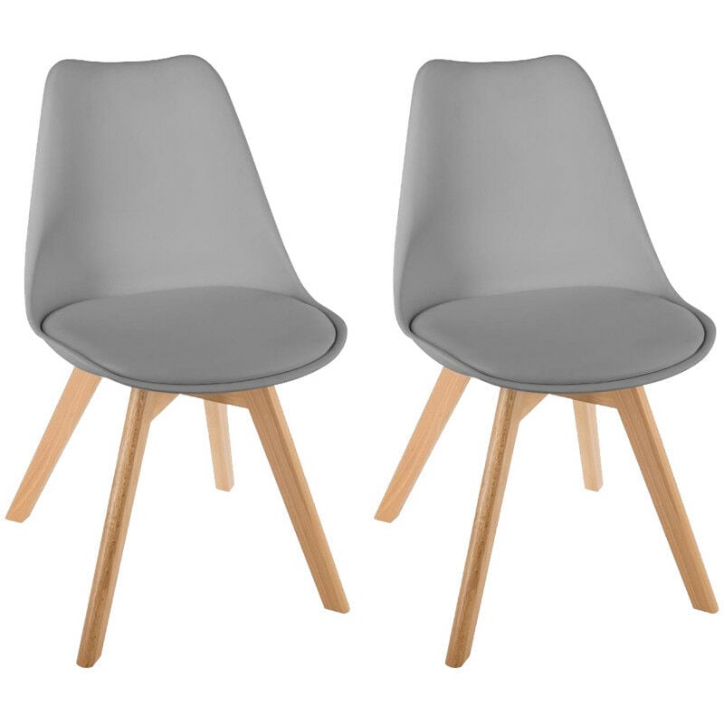 Atmosphera - Lot de 2 chaises style scandinave baya gris clair