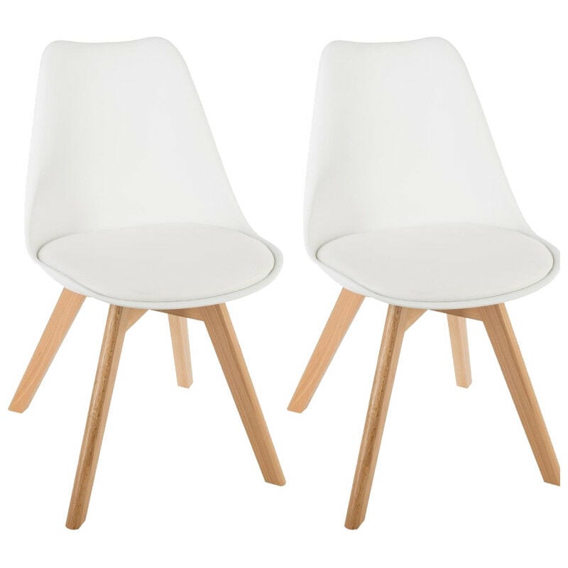 Atmosphera - Lot de 2 chaises style scandinave baya blanc