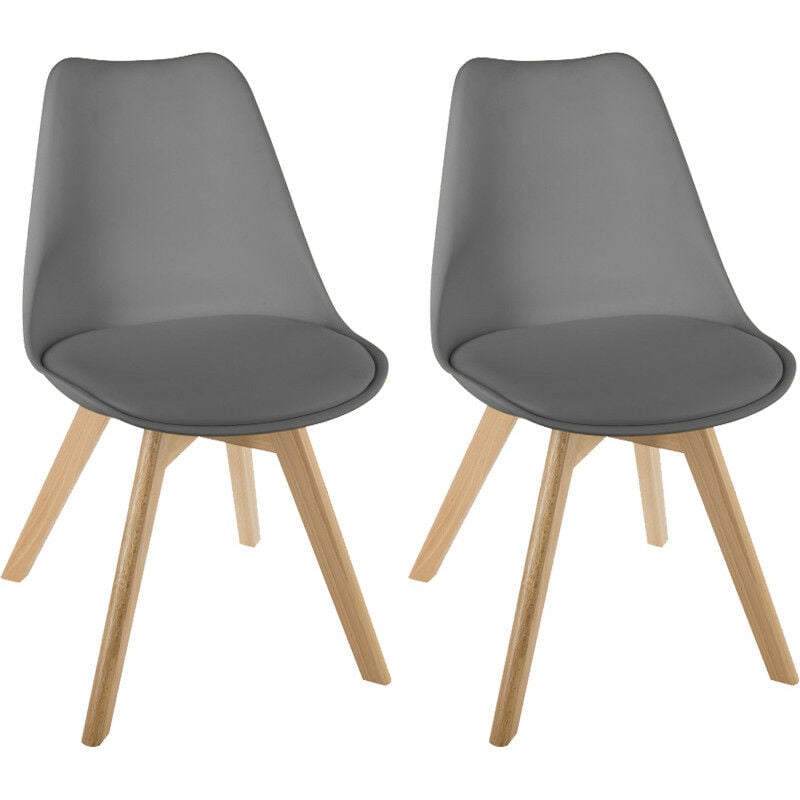 Atmosphera - Lot de 2 chaises style scandinave baya gris foncé