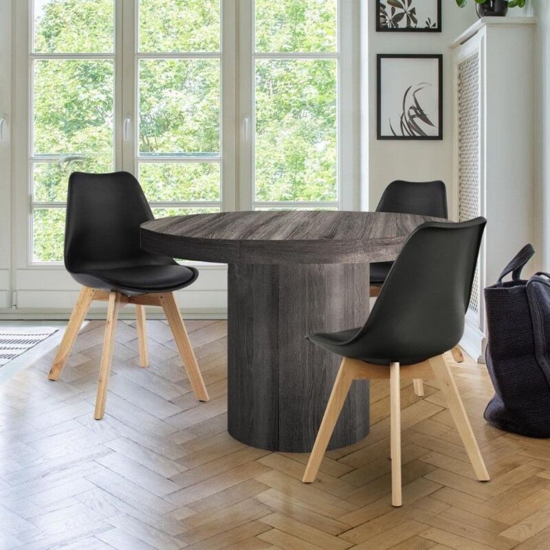 Cotecosy - Lot de 2 chaises style scandinave Bovary Noir