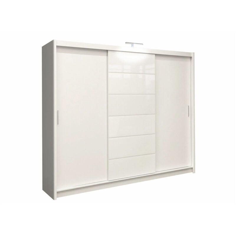 Mobilier1 - Armoire Honolulu 132 , 215x250x61cm, Portes d'armoire: Coulissantes, Nombre d'étagères: 0, led