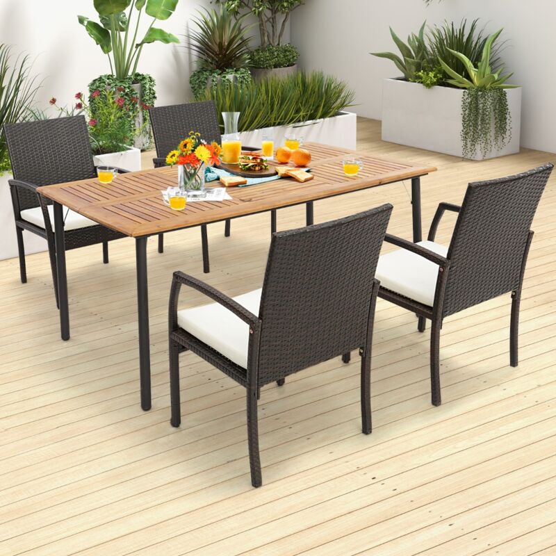 Lot de 2 Chaises Terrasse Osier Extérieur Rotin pe Coussins Doux Fermeture Éclair Fauteuils Jardin CW43512
