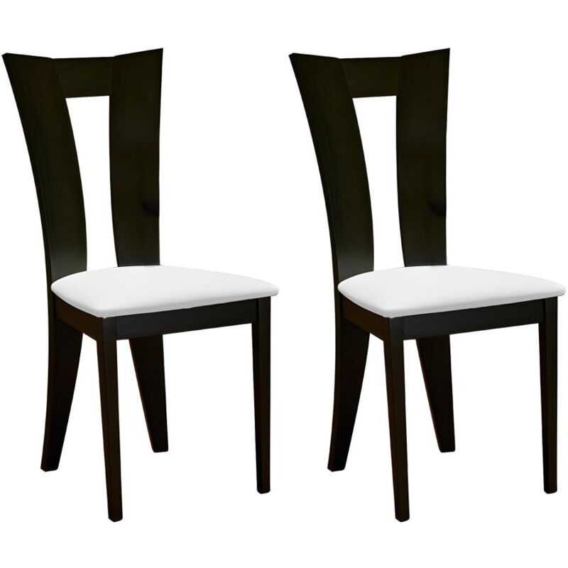 Vente-unique - Lot de 2 chaises tiffany - Hêtre massif - Coloris : Wengé et blanc