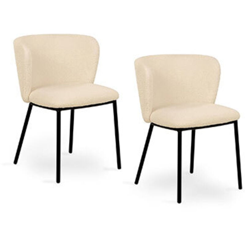 Lot de 2 chaises tissu bouclettes romy/ Beige/ 47x48x76