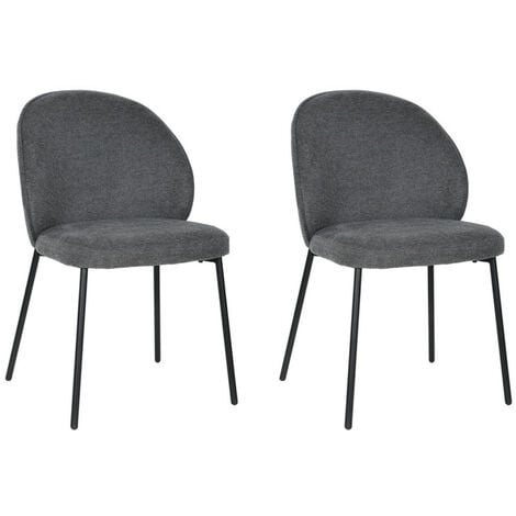 ERNESTO - Lot de 2 chaises tissu gris perle pieds métal noir