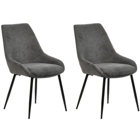 Lot de 2 chaises tissu gris anthracite pieds fins métal noir - JAZZY 2