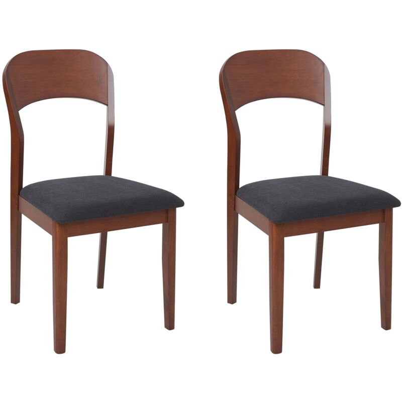 Beliani - Lot de 2 Chaises Traditionnel en Bois Foncé et Tissu Salle à Manger Noir Alvin