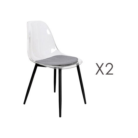 Lot de 2 chaises transparentes 52x47x84 cm