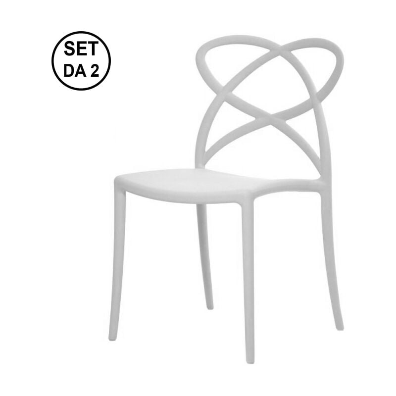Lot de 2 chaises tressées en polypropylène blanc