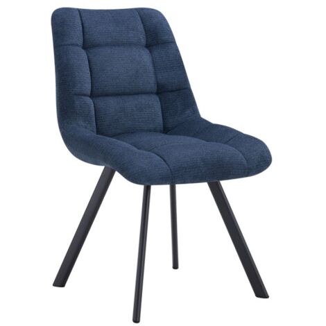 Lot de 2 chaises VELMIA – Tissu bleu océan – Pieds métal – Design moderne – Élégance rafraîchissante