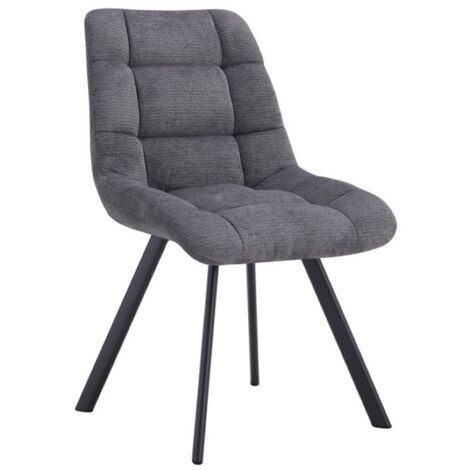 Lot de 2 chaises VELMIA – Tissu gris foncé – Pieds métal – Design compact – Élégance moderne et sobre