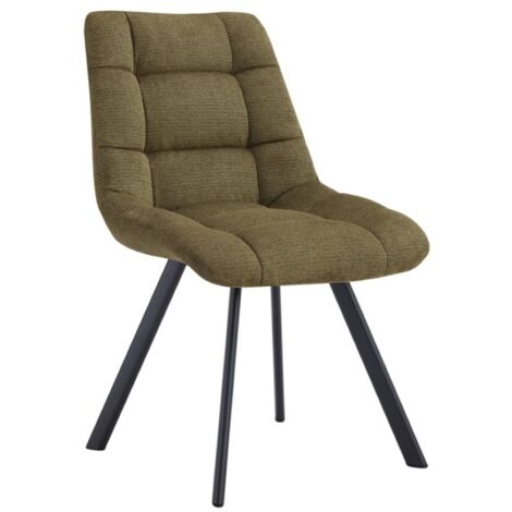 Lot de 2 chaises VELMIA – Tissu vert olive – Pieds métal – Design compact – Élégance naturelle et contemporaine