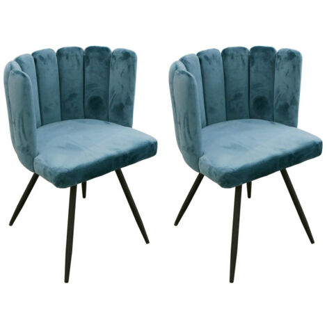 Lot de 2 Chaises Velours "Ariel" 79cm Bleu Canard