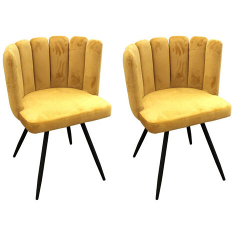 Lot de 2 Chaises Velours "Ariel" 79cm Jaune