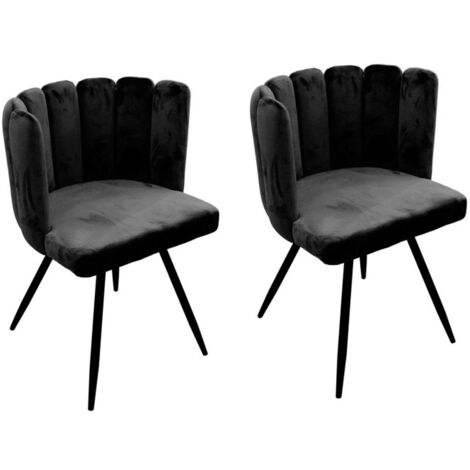 Lot de 2 Chaises Velours "Ariel" 79cm Noir