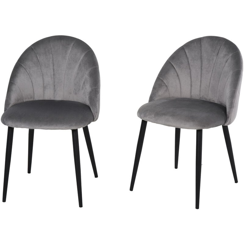MH - Lot de 2 chaises velours isidore grises