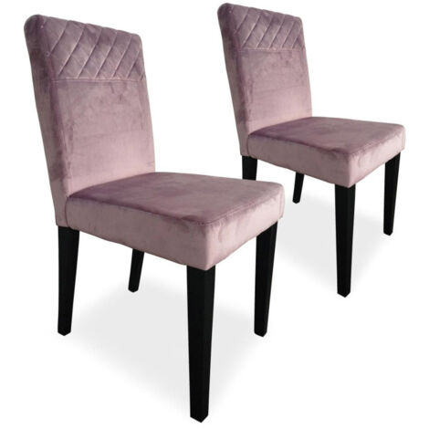 Lot de 2 Chaises Velours "Pipam" 82cm Rose
