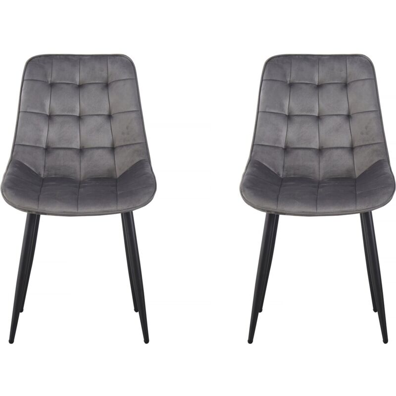 Habitat Et Jardin - Lot de 2 chaises 'Victoria' en velours - Gris