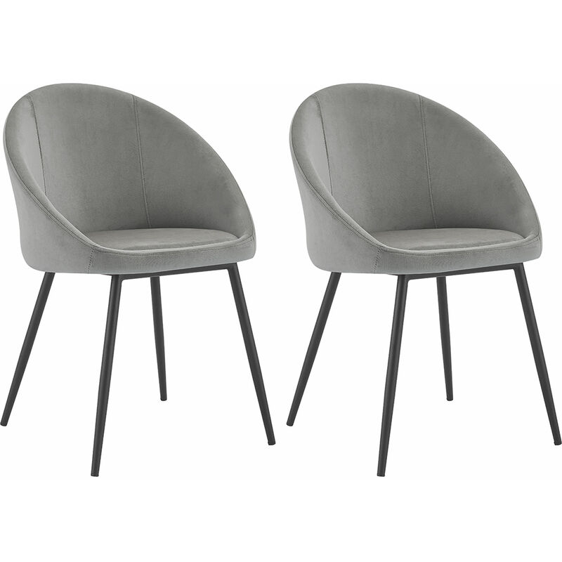 Happy Garden - Lot de 2 chaises vintage diane velours gris