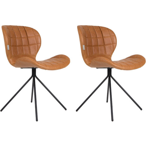 Lot de 2 chaises vintage en PU marron - OMG