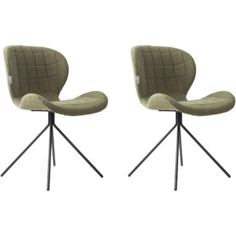 Lot de 2 chaises vintage en tissu vert - OMG